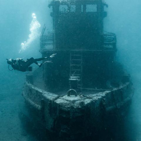 a large ship in the water