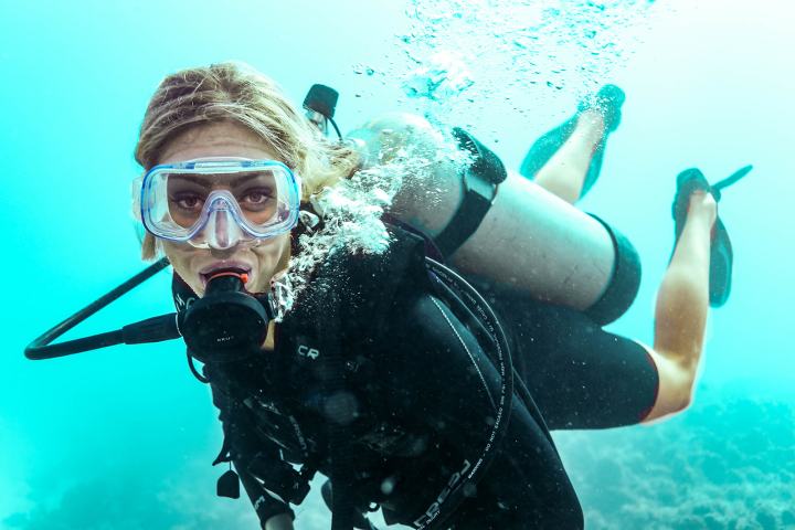 a man swimming in the water