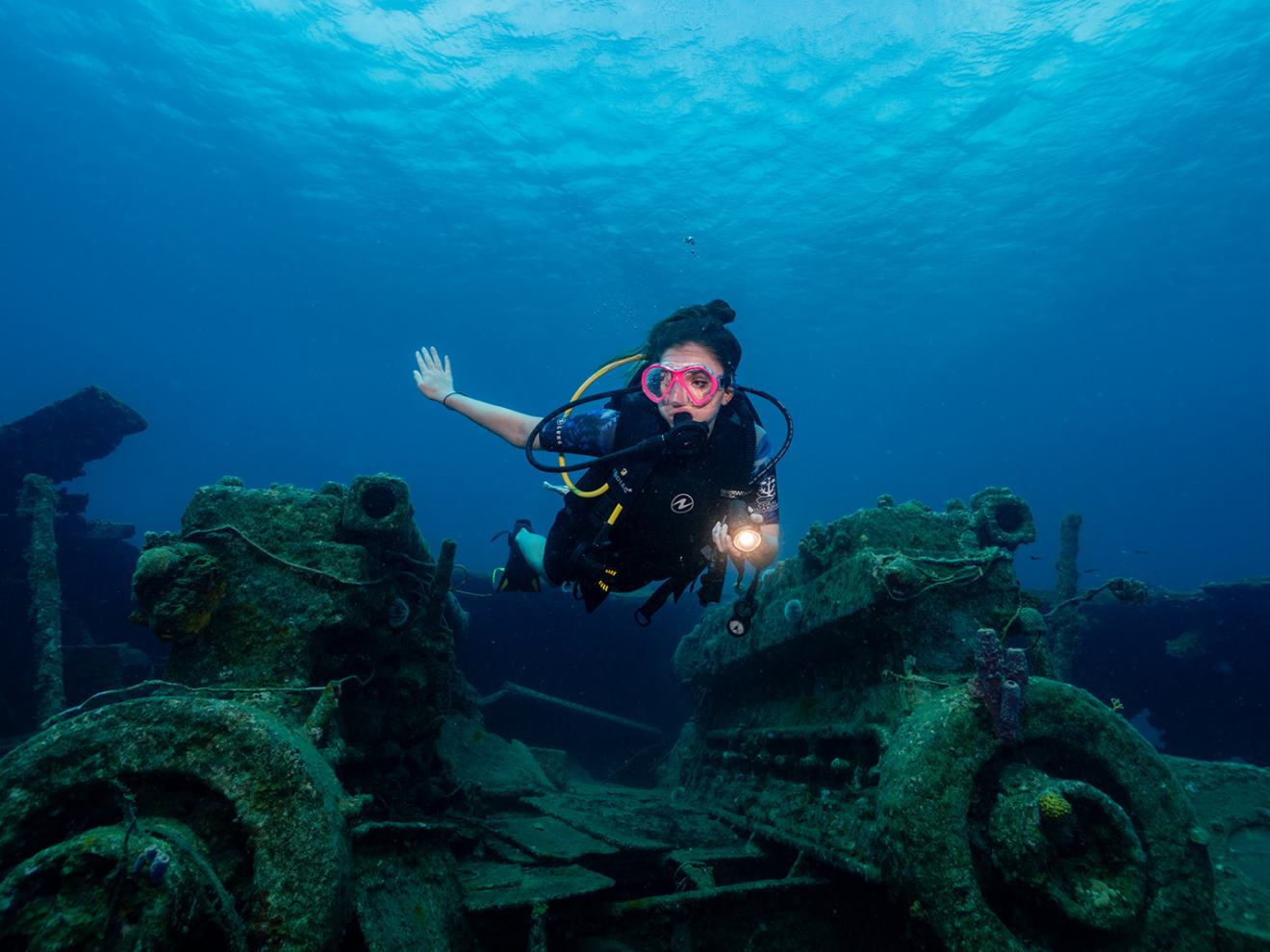 a man swimming in the water