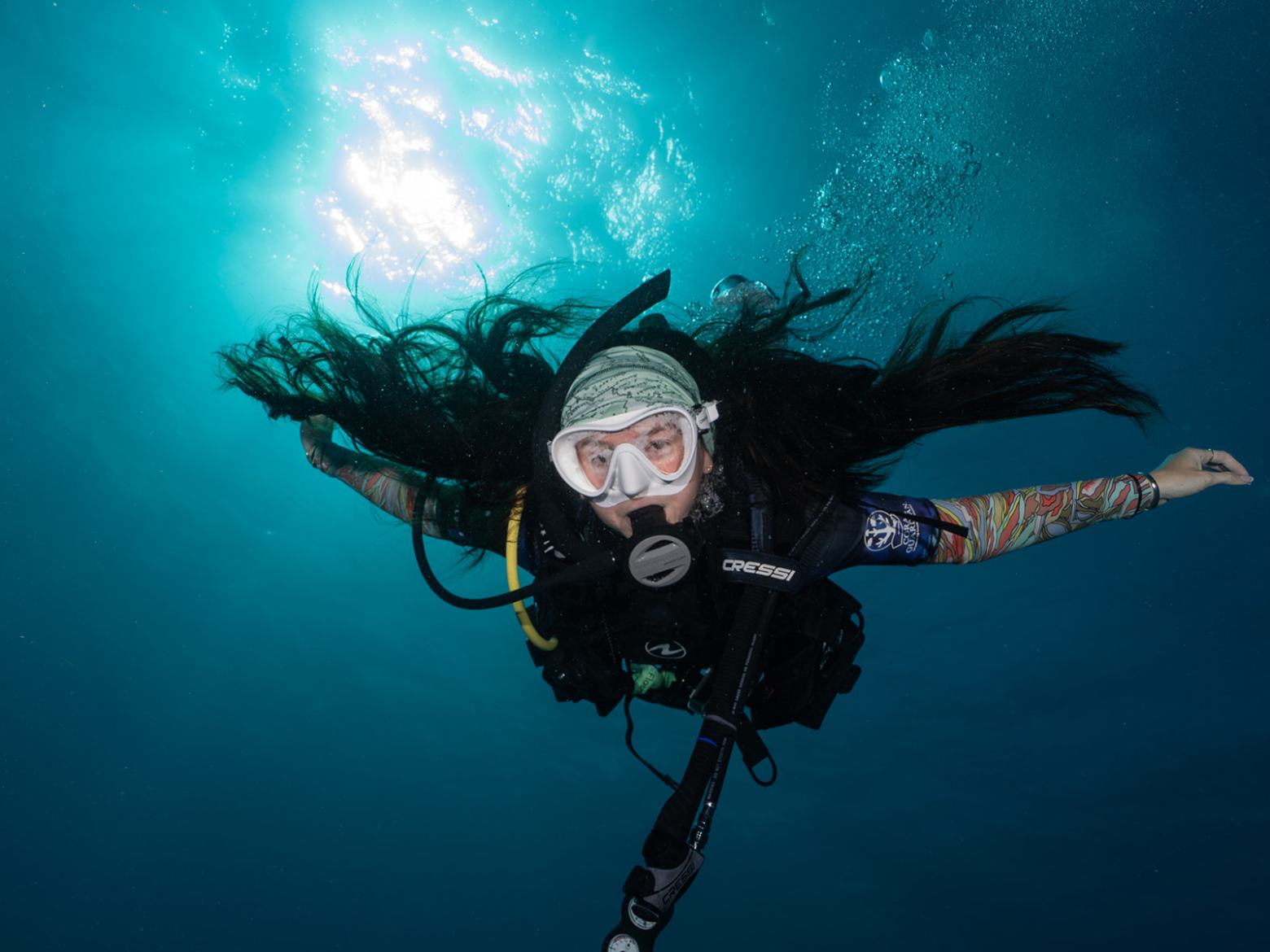 a person swimming in the water