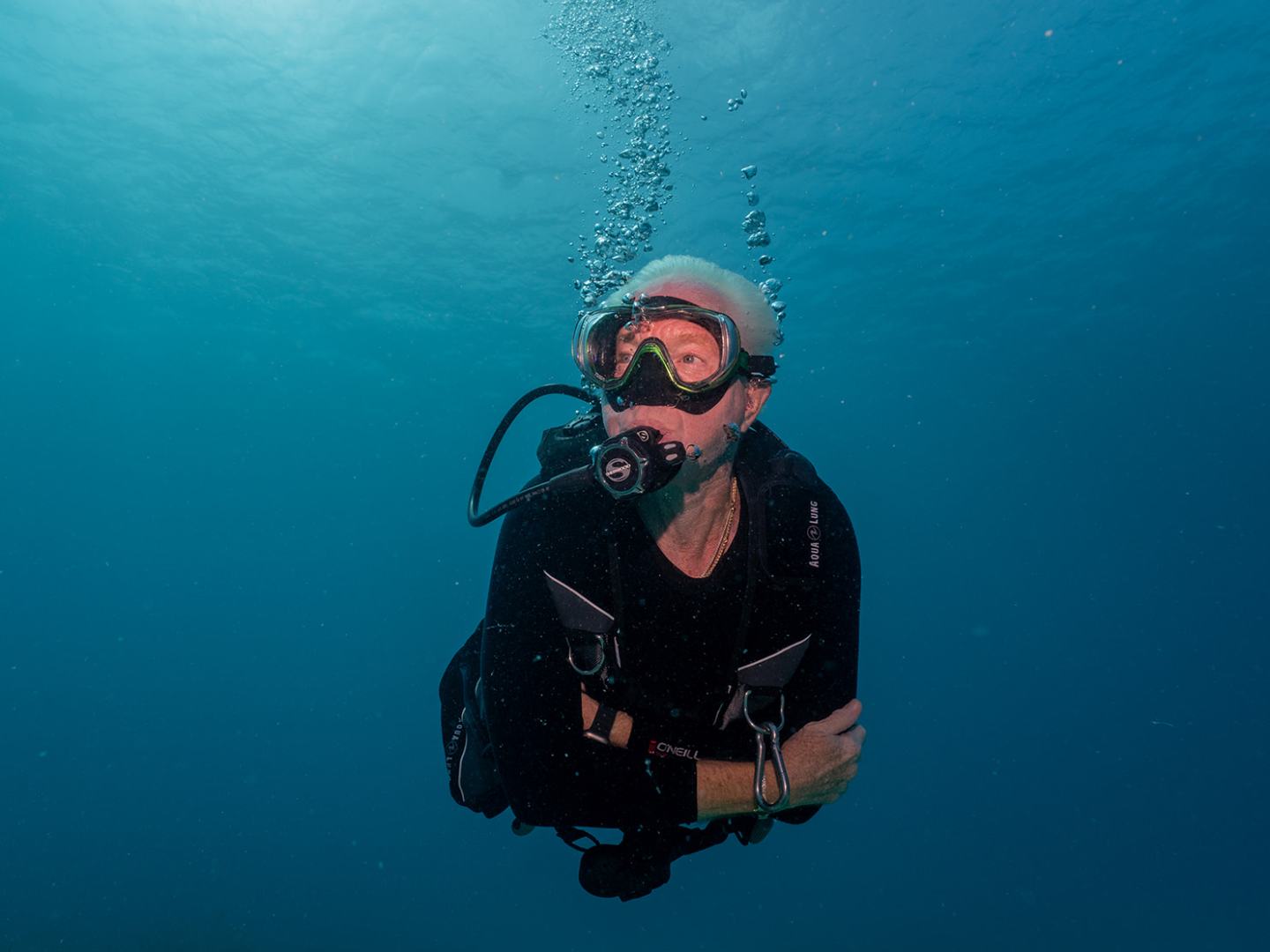 a person swimming in the water